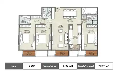 3 BHK-1406 SqFt
